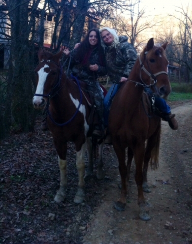 Horseback riders in the cold weather